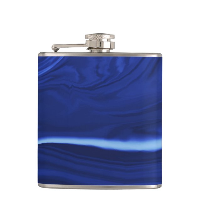 Cobalt blue background hip flask (Front)