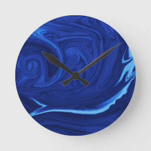 Cobalt blue background Textured Handmade Round Clock