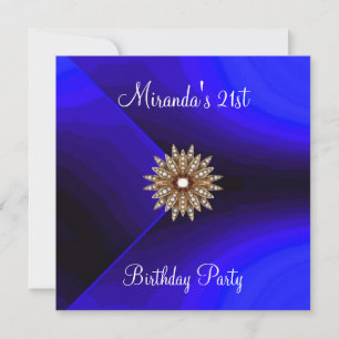Cobalt Blue Black Abstract 21st Birthday Invitation