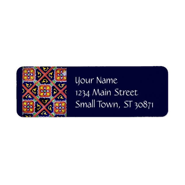 Cobalt Blue Burnt Orange Southwestern Tile Design (Front)