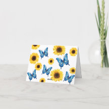 Cobalt Blue Butterfly and Sunflowers Baby Shower