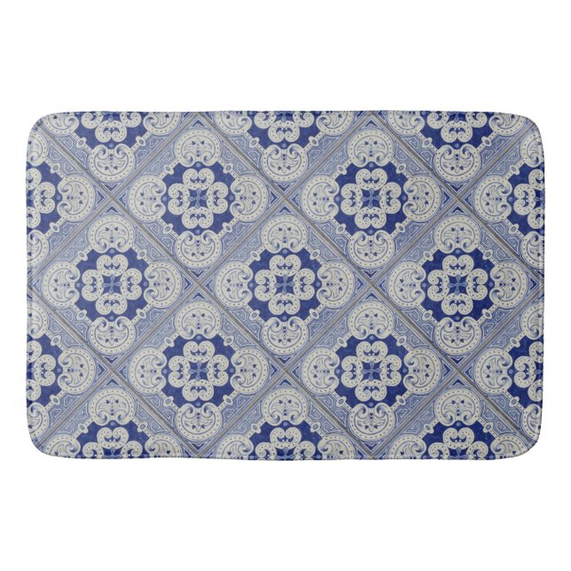 Cobalt Blue Ceramic Tile Bath Mat (Front)