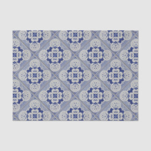 Cobalt Blue Ceramic Tile Tissue Paper