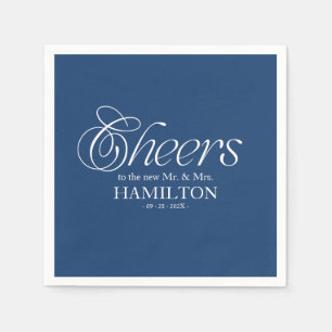 Cobalt Blue Cheers Modern Minimalist Wedding Napkin