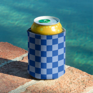 Cobalt Blue Chequerboard Can Cooler