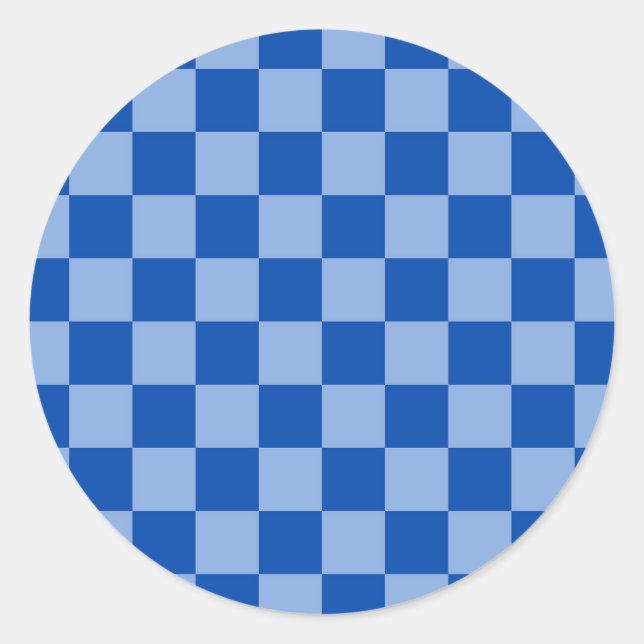 Cobalt Blue Chequerboard Classic Round Sticker (Front)