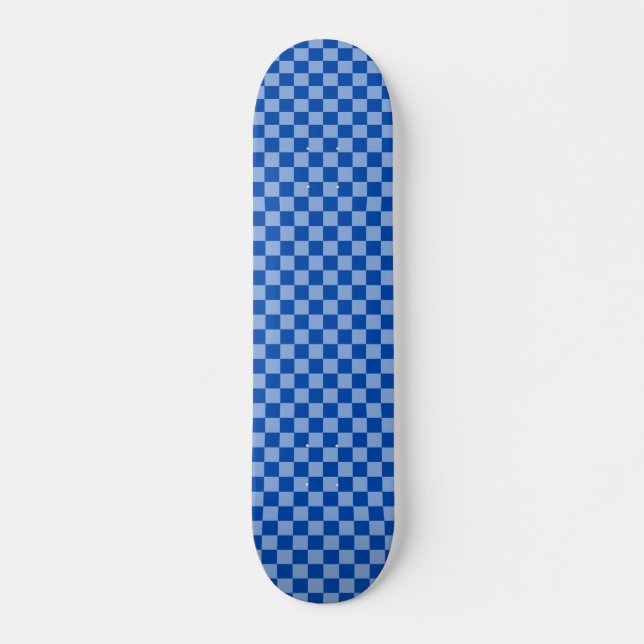 Cobalt Blue Chequerboard Skateboard (Front)
