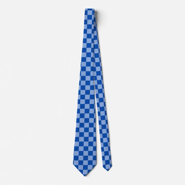 Cobalt Blue Chequerboard Tie (Front)