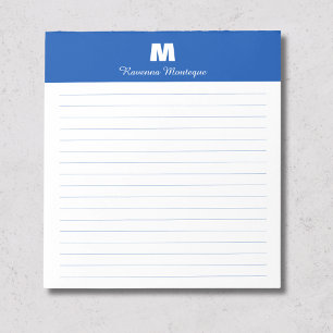 Cobalt Blue Chic Personalized Monogram Name Lined Notepad