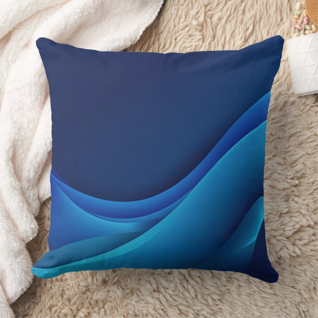 Cobalt blue color gradient AI art  Throw Pillow (Blanket)