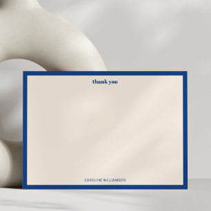 Cobalt Blue Cream Minimalist Classic Personalized Thank You Card