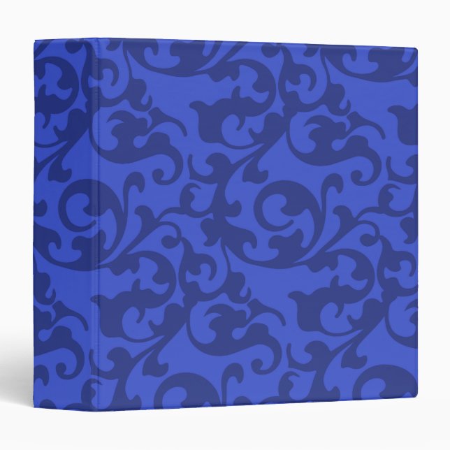 Cobalt Blue Damask Swirls Binder (Front/Spine)