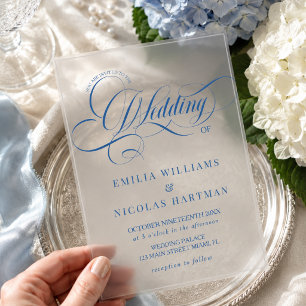 Cobalt Blue Elegant Wedding Invitation