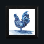 Cobalt Blue Farm Animals - Rooster Gift Box<br><div class="desc">Cobalt Farm Animals IV by Grace Popp. Features a rooster in a deep,  cobalt blue colour with a variety of designs, </div>