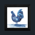 Cobalt Blue Farm Animals - Rooster Gift Box<br><div class="desc">Cobalt Farm Animals IV by Grace Popp. Features a rooster in a deep,  cobalt blue colour with a variety of designs, </div>