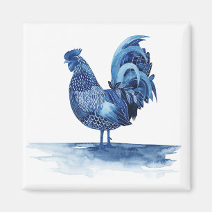 Cobalt Blue Farm Animals - Rooster Magnet
