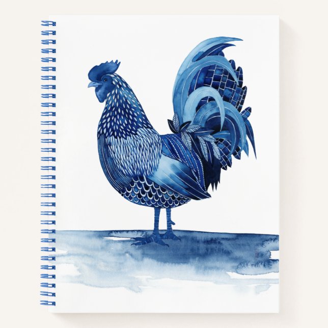 Cobalt Blue Farm Animals - Rooster Notebook (Front)