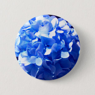 Cobalt blue floral elegant blue hydrangeas  2 inch round button