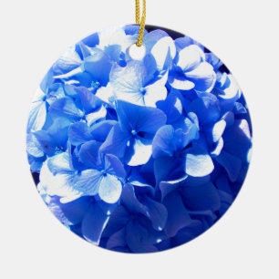 Cobalt blue floral elegant blue hydrangeas ceramic ornament