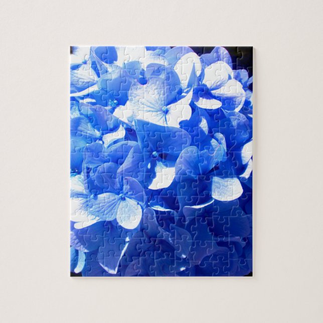 Cobalt blue floral elegant blue hydrangeas  jigsaw puzzle (Vertical)