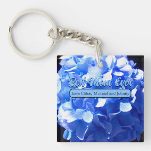 Cobalt blue floral elegant blue hydrangeas keychain