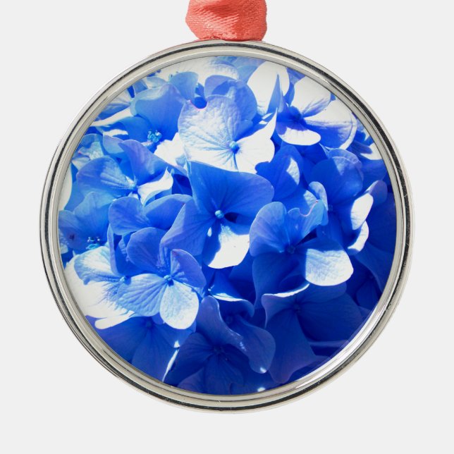 Cobalt blue floral elegant blue hydrangeas  metal ornament (Front)