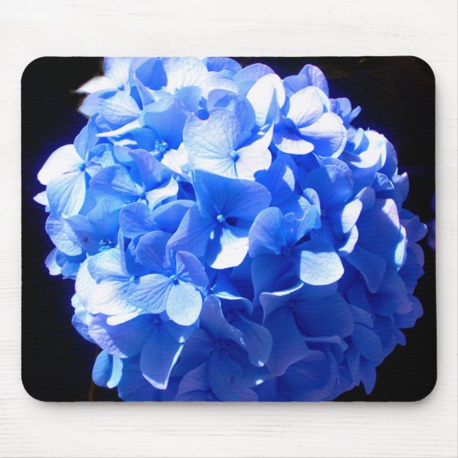 Cobalt blue floral elegant blue hydrangeas  mouse pad (Front)