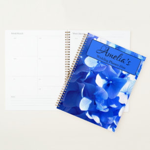 Cobalt blue floral elegant blue hydrangeas planner