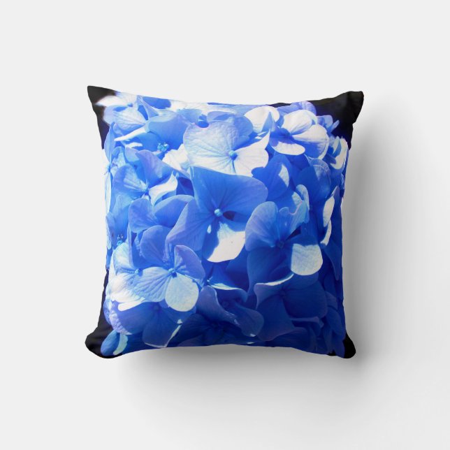 Cobalt blue floral elegant blue hydrangeas  throw pillow (Front)