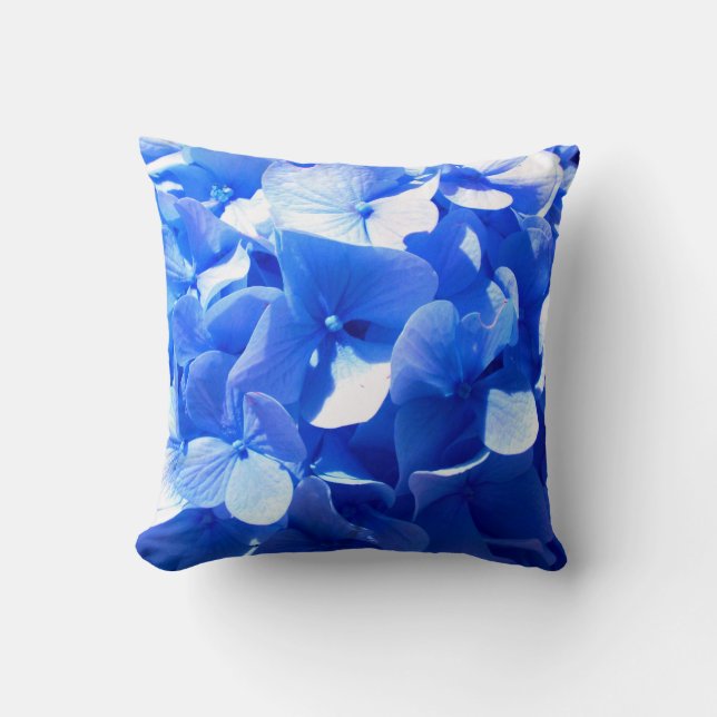 Cobalt blue floral elegant blue hydrangeas  throw pillow (Front)