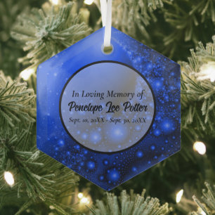Cobalt Blue Fractal Memorial Suncatcher Glass Ornament
