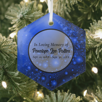 Cobalt Blue Fractal Memorial Suncatcher  Glass Ornament