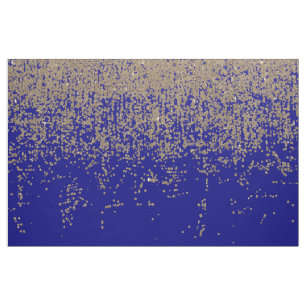 Cobalt Blue Gold Glitter Ombre Gradient Fabric