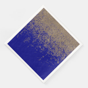 Cobalt Blue Gold Glitter Ombre Gradient Napkin