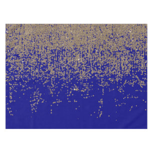 Cobalt Blue Gold Glitter Ombre Gradient Tablecloth