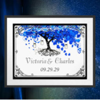Cobalt Blue Heart Leaf Tree Wedding