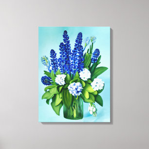 Cobalt Blue Hyacinths and Hydrangeas Canvas Print