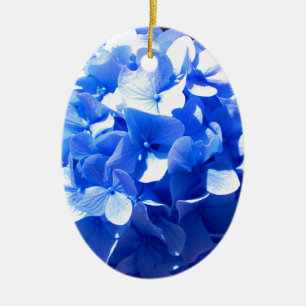Cobalt Blue Hydrangea Ceramic Ornament