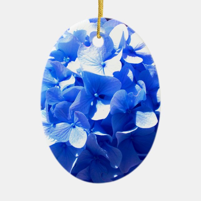 Cobalt Blue Hydrangea Ceramic Ornament (Front)