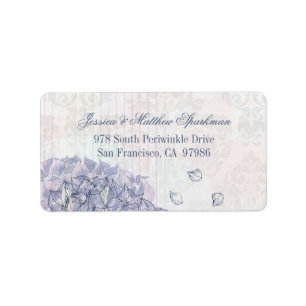 Cobalt blue hydrangea flower wedding address label