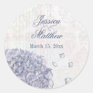 Cobalt blue hydrangea flower wedding stickers
