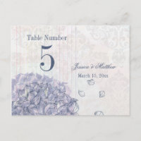 Cobalt blue hydrangea flower wedding table number