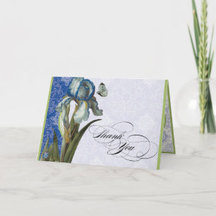 Cobalt Blue Iris Toile Damask Thank You Note
