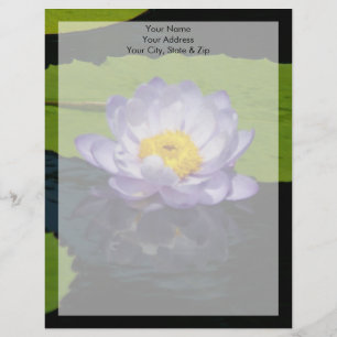 Cobalt Blue Lotus Waterlily Flower Letterhead