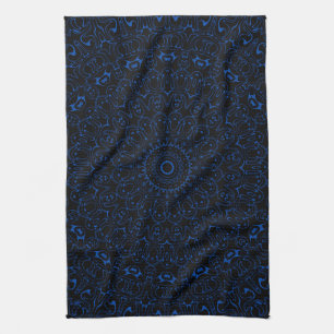 Cobalt Blue Mandala with Intricate Symmetry Kitchen Towel