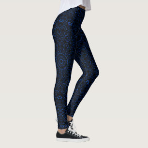 Cobalt Blue Mandala with Intricate Symmetry Leggings