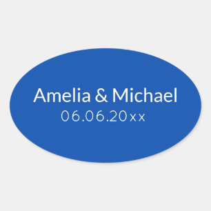 Cobalt Blue minimalist save the date Oval Sticker