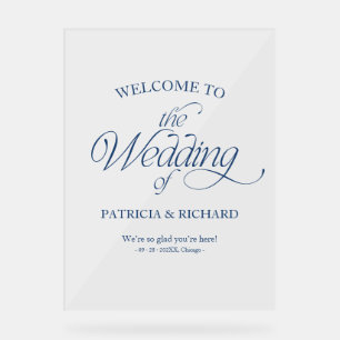 Cobalt Blue Modern Minimalist Wedding Welcome Sign