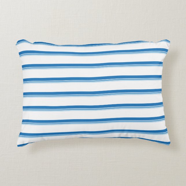 Cobalt Blue Modern Nautical Stripes  Accent Pillow (Front)