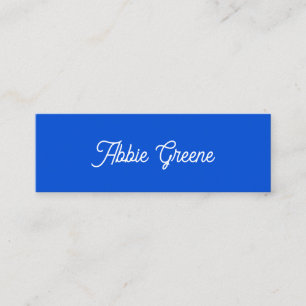 Cobalt Blue Modern Retro Script Mini Business Card